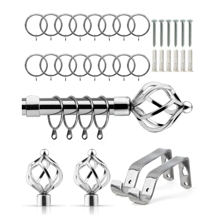 Image of Emma Barclay Bird Cage - Extendable Curtain Pole with rings Curtain Poles 120-210cm Silver 41681311000