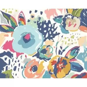Image of Origin Murals Abstract Floral Navy Blue Wall Mural - 3.5 x 2.8m