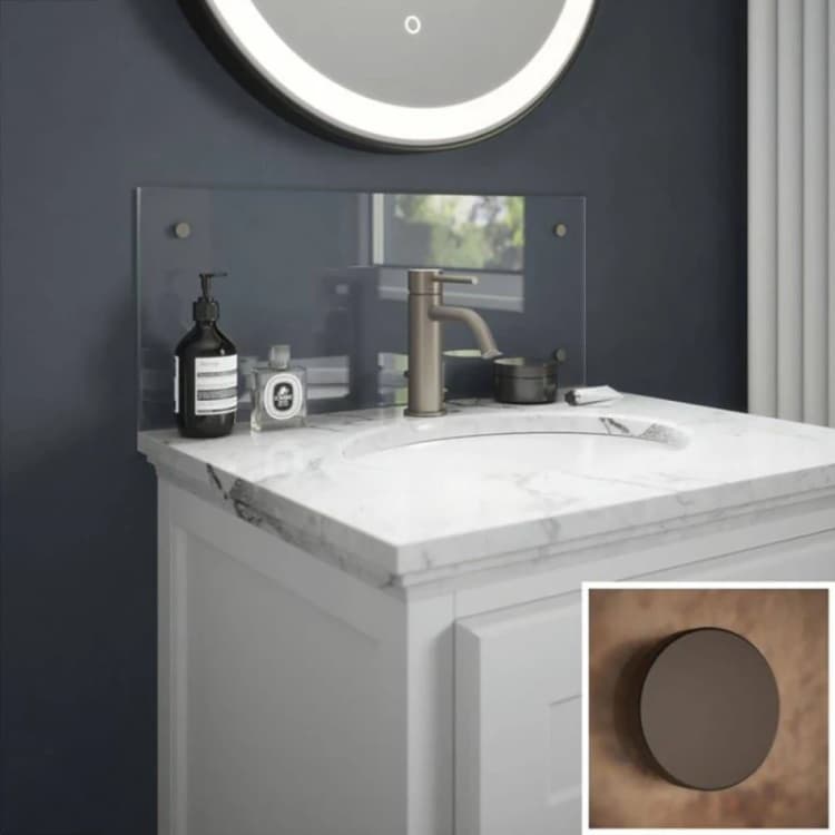 Image of Clear Glass Bathroom Splashback (bronze Caps) 250Mm X 600Mm X 4Mm SB52171