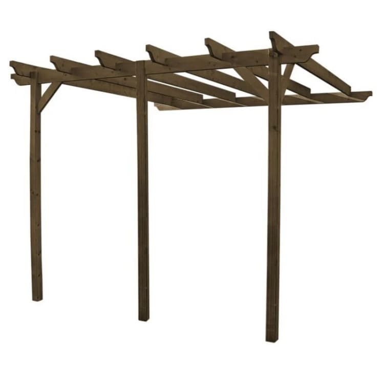 Image of Rutland County Garden Furniture Ltd Wall Mounted Garden Pergola 3 Post, L420 x W420 x H270cm, Rustic Brown Brown Unisex