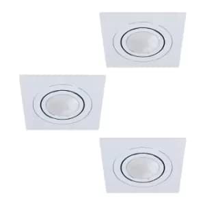 Image of 3 PACK Flush Ceiling Downlight Brushed Aluminium Square 3 x 5W GU10 Bulb