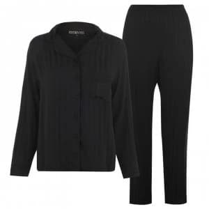 Image of Biba Embroidered Pocket Stripe Pyjama Set - Black