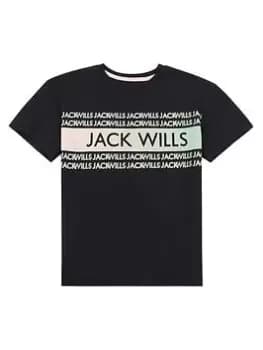 Image of Jack Wills Girls Gradient Print Oversized T-Shirt - Black, Size Age: 10-11 Years, Women