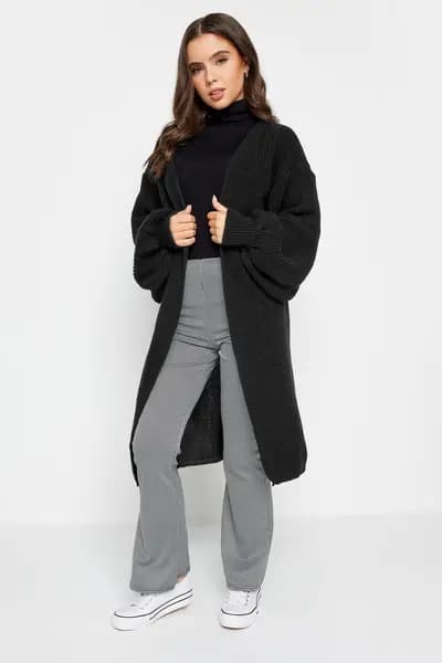 Image of PixieGirl Petite Knit Balloon Sleeve Cardigan Black