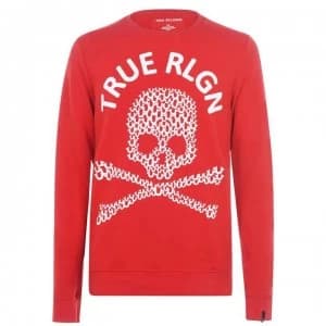 Image of True Religion Skull Crew Sweatshirt - Red