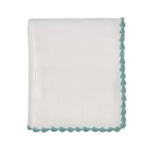 Image of Helena Springfield Ashley/Eloise Knitted Throw, Teal & Ivory