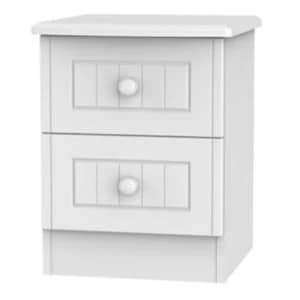 Image of Warwick White Matt 2 Drawer Bedside chest (H)505mm (W)395mm (D)415mm
