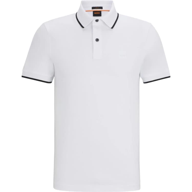 Image of Boss Passertip Slim Fit Polo Top - White White 2XL