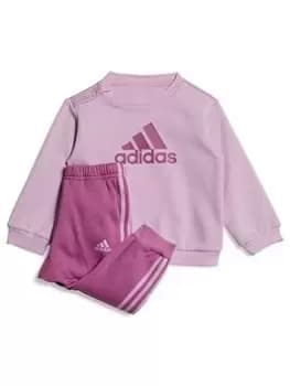 Image of adidas Favourites Toddler Girls Badge Of Sport Crew And Jogger Set, Light Purple, Size 12-18 Months, Women
