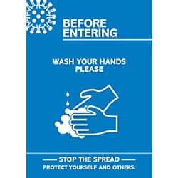 Image of Seco Health & Safety Poster Before entering, wash your hands Semi-Rigid Plastic 42 x 59.5 cm