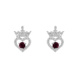 Image of Disney Princess Sterling Silver Birthstone Crown Earrings ? January E906315RJANL