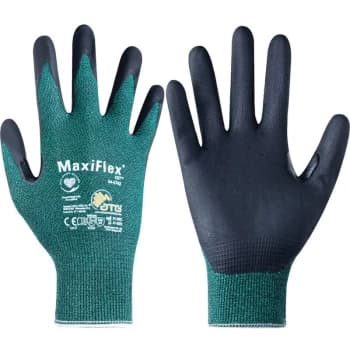 Image of Cut Resistant Gloves, NBR Coated, Black/Green, Size 8 - ATG
