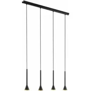 Image of Pendant Ceiling Light Colour Black Outer & Gold Inner Shade Bulb GU10 4x5W