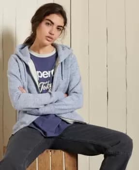 Image of Superdry Womens Vintage Logo Embroidered Zip Hoodie Light Blue / LA Blue Marl - Size: 10