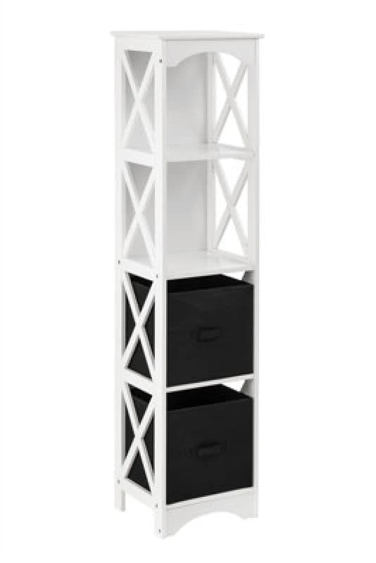 Image of Premier Housewares White Black Storage 2 Black Box Drawers Storage Unit White