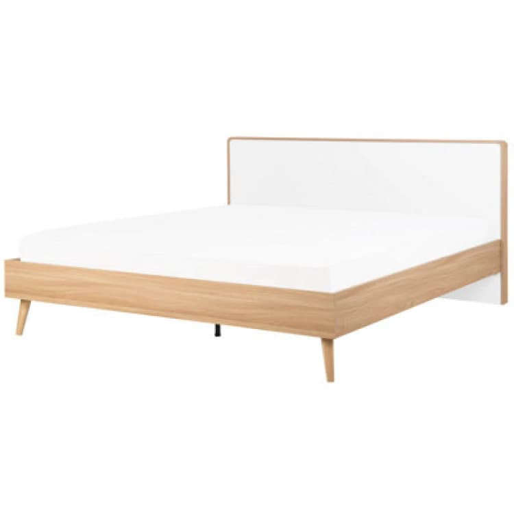 Image of Beliani Bed Serris 180 X 200 Cm (Eu Super King) Light Brown