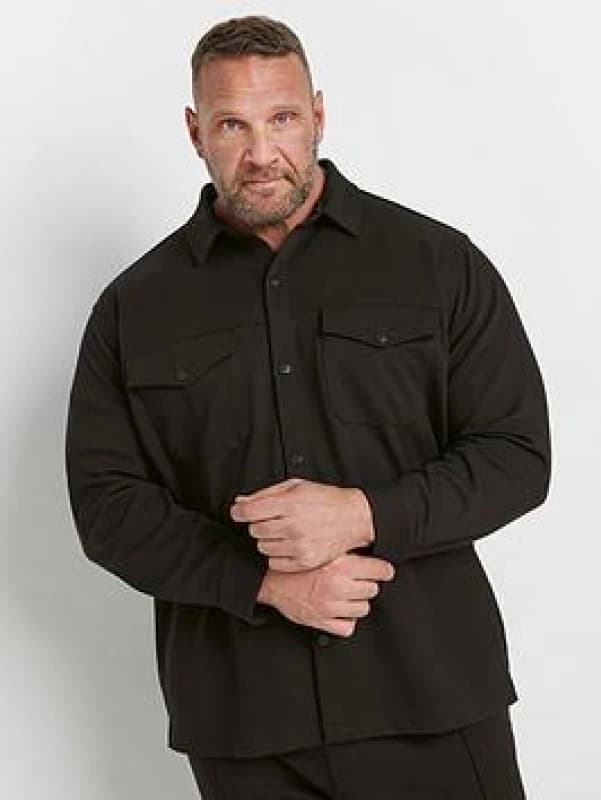 Image of BadRhino Textured Jersey Shacket Black