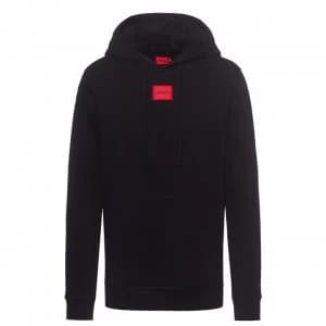 Image of Hugo Boss Daratschi 212 Red Patch Logo Pullover Hoodie Black Size M Men