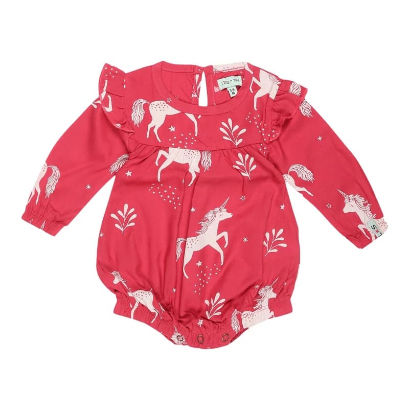 Image of Lilly + Sid Unicorn Bubble Romper Pink female