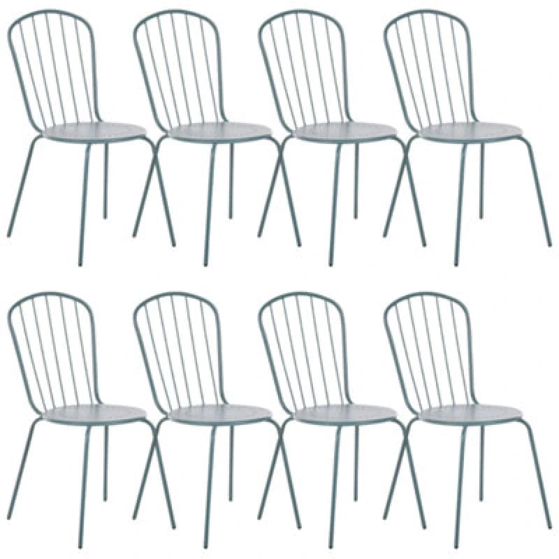 Image of Beliani Set Of 8 Chairs Calvi Metal Light Blue