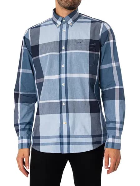 Image of Barbour Harris Tailored Shirt Berwick Blue Tartan XXL