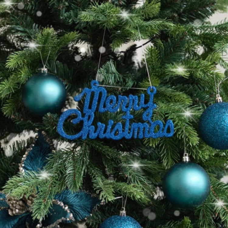 Image of Melody Maison Navy Blue Glitter Merry Christmas Sign - 19.5cm Dark Blue
