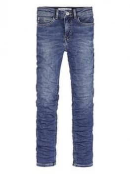 Image of Calvin Klein Jeans Girls Skinny High Rise Jeans - Blue, Size Age: 8 Years, Women