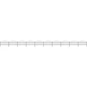 Image of Garden Fence with Spear Top Steel (0.75-1)x17 m Black Vidaxl Black