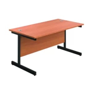 Image of Jemini Rectangular Single Upright Cantilever Desk 1600x800x730mm Beech/Black KF810865
