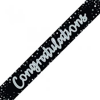 Image of Congratulations Banner BlackSilver Pack of 6 6837-CONG