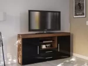 Image of Birlea Edgeware Walnut and Black High Gloss 2 Door 2 Drawer Sideboard Flat Packed