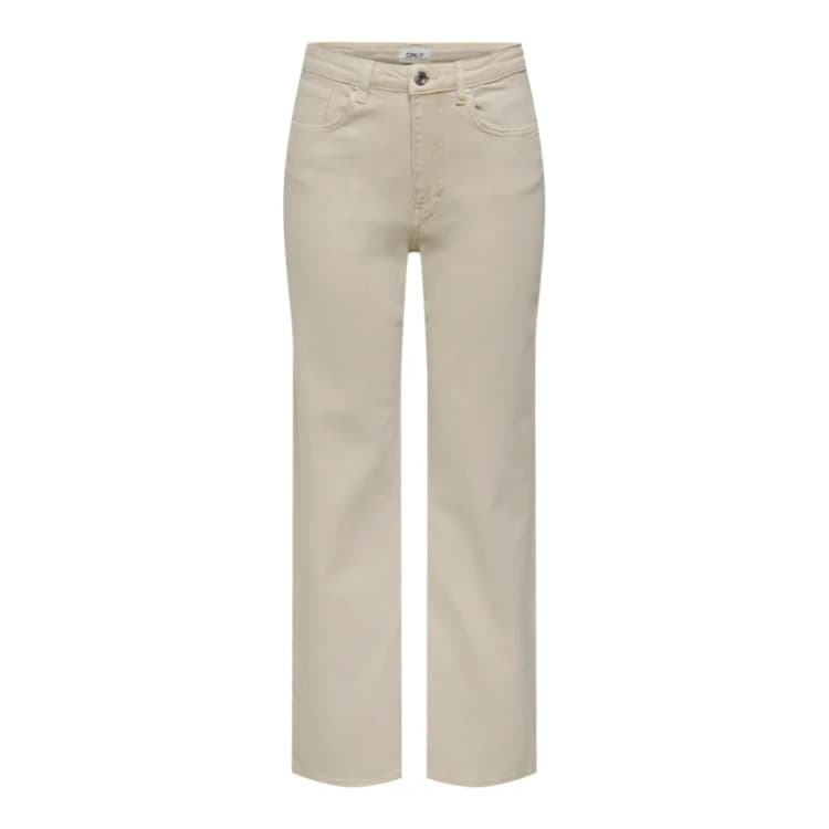 Image of Only Plain Jeans with Zip and Button Fastening Beige female