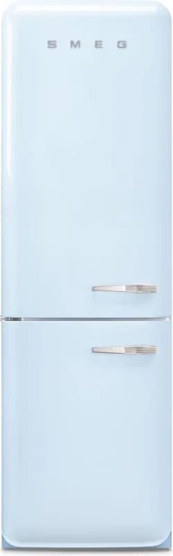 Image of Smeg 331 Litre Fifties Style Left Hand Hinge 70/30 Fridge Freezer - Pastel Blue FAB32LPB6UK Blue