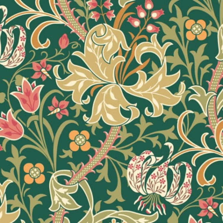 Image of Hoopla Walls Lily Ogee Forest Green Smooth Matt Wallpaper