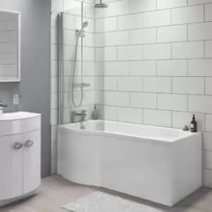 Image of Portland Left Hand P Shape Shower Bath - 1500 x 800mm
