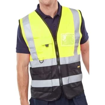 Image of Two Tone Executive Waistcoat Saturn Yellow/Black - Size M