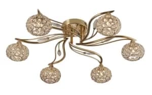 Image of Leimo Flush Ceiling 6 Light French Gold, Crystal