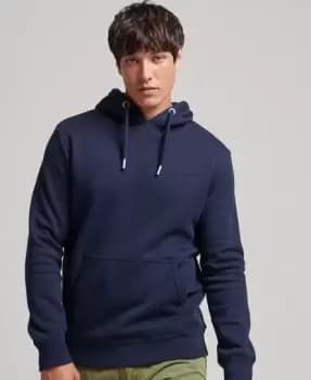 Image of Superdry Mens Organic Cotton Essential Logo Hoodie Navy / Rich Navy Marl - Size: L