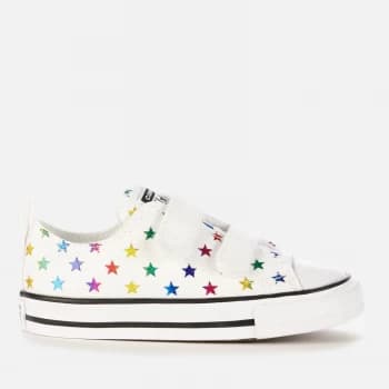 Image of Converse Toddlers Chuck Taylor All Star Velcro Archive Foil Star Print Ox Trainers - Foil Star - UK 4 Toddler