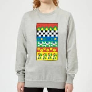 Image of Donald Duck Vintage Pattern Womens Sweatshirt - Grey - L