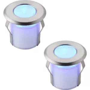 Image of 2 PACK Recessed Decking IP67 Guide Light - 0.8W Blue LED - Stainless Steel