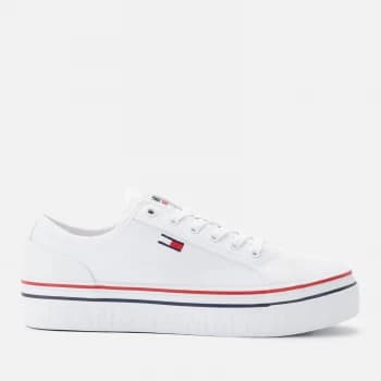 Image of Tommy Jeans Womens Vulcanised Flatform Trainers - White - UK 3.5