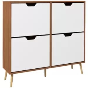 Image of HOMCOM Shoe Storage Cabinet, 4 Flip Drawers, Shoe Organizer for 16 Pairs of Shoes, Natural