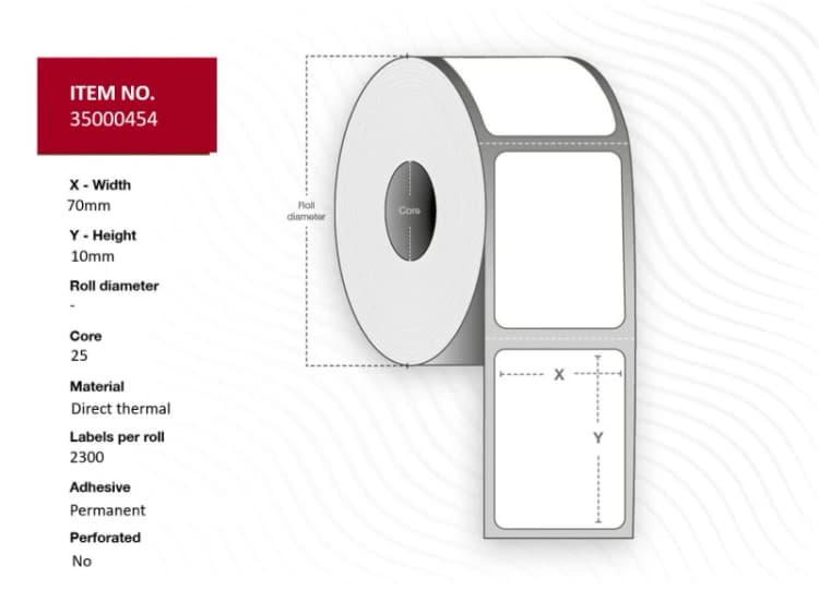 Image of Capture 35000454 printer label White