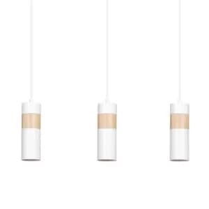 Image of Akari White Bar Pendant Ceiling Light 3x GU10