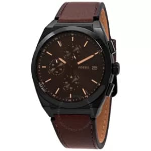Image of Fossil Men Everett Chronograph Brown Eco Leather Watch