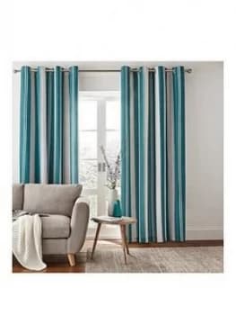 Image of Catherine Lansfield Herringbone Stripe Lined Eyelet Curtains