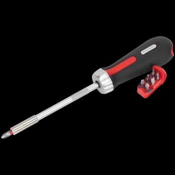 Image of Sealey Platinum Series Fine Tooth Ratchet Screwdriver and 7 Piece Bit Set