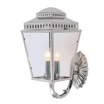 Image of 3 Light Outdoor Wall Lantern Light Polished Nickel IP44, E14