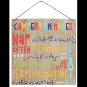 Image of Campervan Rules Wooden Sign